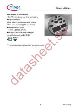 BC 850C E6327 datasheet  